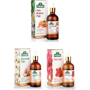 Set Badem Yağı - Hint Yağı - Sarımsak Yağı 100 ml x 3