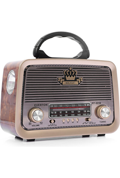 Everton RT-301B El Fenerli Taşınabilir Nostaljik Radyo Hoparlör USB Tf Aux Destekli