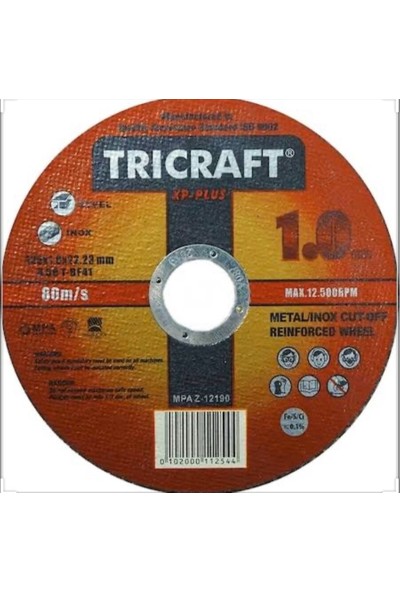 Trıcraft Metal Kesici Inox Kesici Taş 115X1.0X22.2 mm (10 Adet)