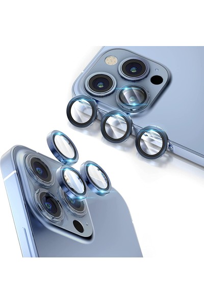Roaks Aksesuar Apple iPhone 13 Pro Max Profesyonel Kamera Koruyucu Açık Mavi
