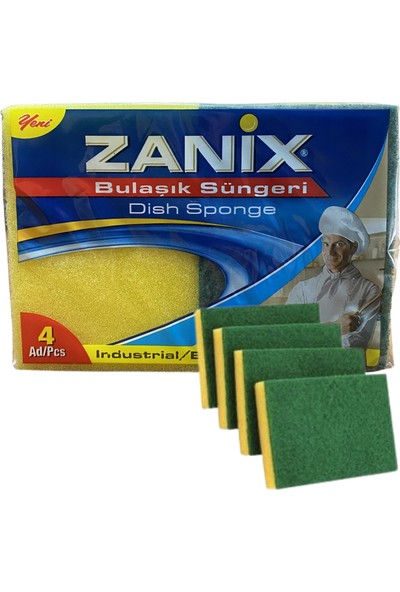 Zanix Bulaşık Süngeri Extra Güçlendirilmiş 11 x 15 cm 4'lü