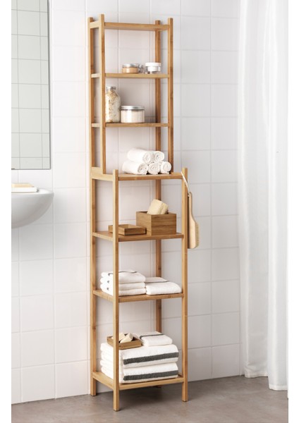 Ragrund Banyo Rafı Bambu, 33X28X163 cm Dolap