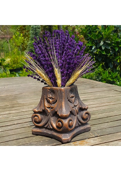 Dekoratif Işlemeli Saksıda Lavanta ve Başak