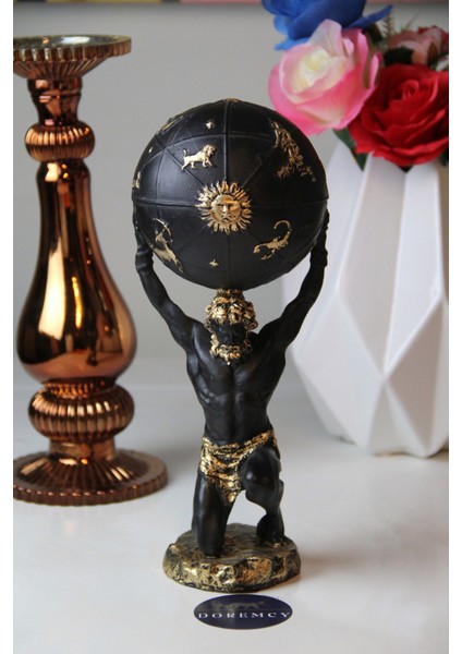 Dekoratif Burç Detaylı Siyah Atlas Hediyelik Biblo