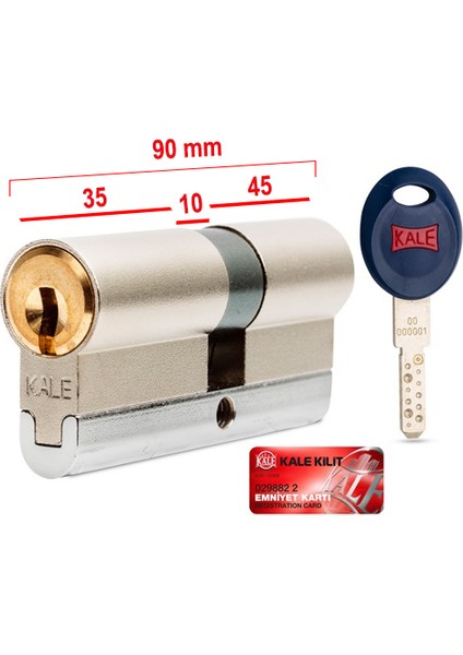 Kale 164 Cec H Hareket Yaylı (35+10+45) 90 mm Tüpten Şifreli Kilit Göbeği