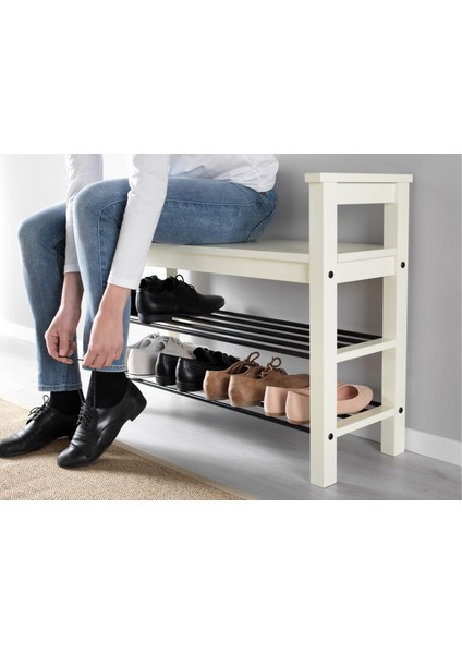 Hemnes Bank ve Ayakkabılık Beyaz, 85X32 cm