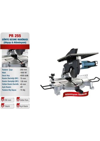 Pr 255 Plus 1800 W 250 mm Gönye Kesme Makinesi
