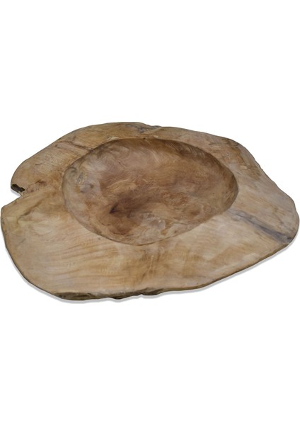 Ahşap Dekoratif Kase 50 cm Tik Ağacı Tek Parça El Yapımı