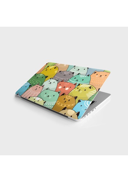 Laptop Sticker Bilgisayar Notebook Pc Kaplama Etiketi Renkli Kediler