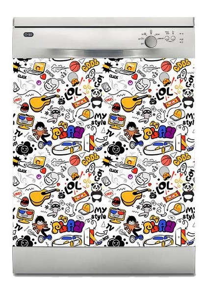 Bulaşık Makinesi Sticker Kaplama Beyaz Eşya Kaplama Lol Cool