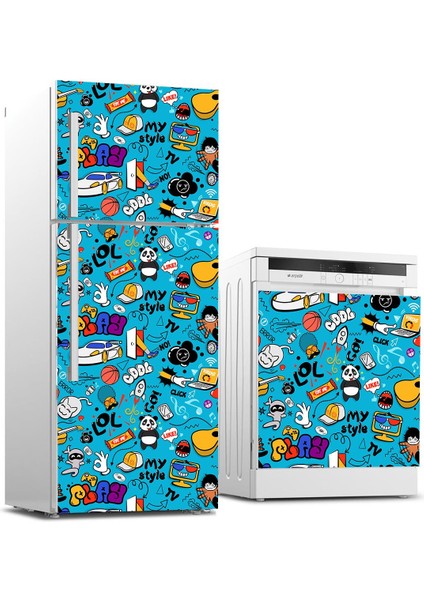 Buzdolabı ve Bulaşık Makinası Beyaz Eşya Sticker Kaplama Lol Play