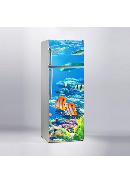 Buzdolabı Sticker Kaplama Dolap Kaplama Etiketi Balıklar Deniz
