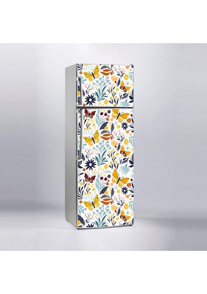 Buzdolabı Sticker Kaplama Dolap Kaplama Etiketi Çiçek Sarı Kelebek