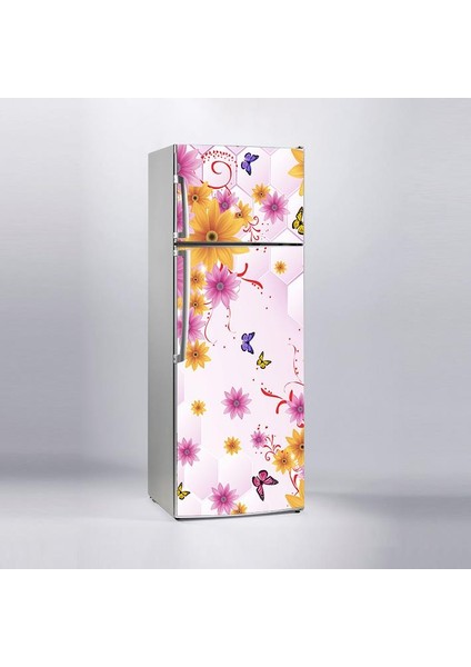 Buzdolabı Sticker Kaplama Dolap Kaplama Etiketi Kelebek Çiçekler