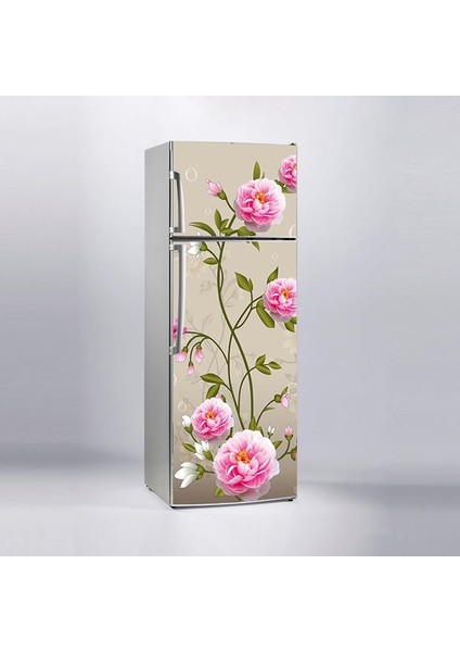 Buzdolabı Sticker Kaplama Dolap Kaplama Etiketi Pembe Gül Çiçek