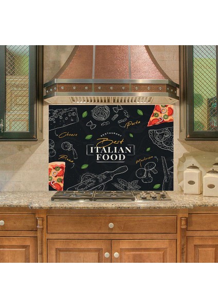 Mutfak Duvar Tezgah Arası Ocak Arkası Sticker Kaplama Italian Food
