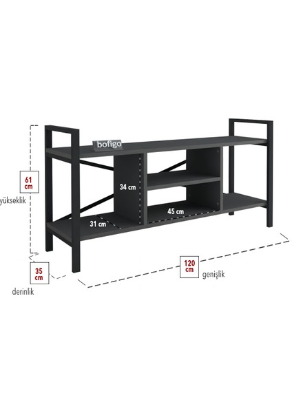 Tv Sehpası Raflı Tv Ünitesi Televizyon Sehpası Antrasit