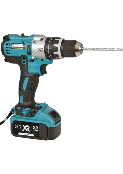 Germany Thechnology Xr 58 Watt 5 Ah Darbeli Çift Akülü Şarjlı Vidalama Matkap MGR1058DRBM