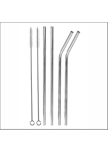 4'lü Paslanmaz Çelik Metal Pipet ve Temizleme Fırçası
