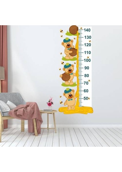 Bal Toplayan Sevimli Ayıcıklar Temalı Çocuk Odası Boy Ölçer Sticker fiyatları