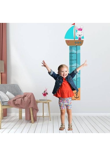 Sevimli Kaptan Tavşan Çocuk Odası Boy Ölçer Duvar Sticker fiyatları