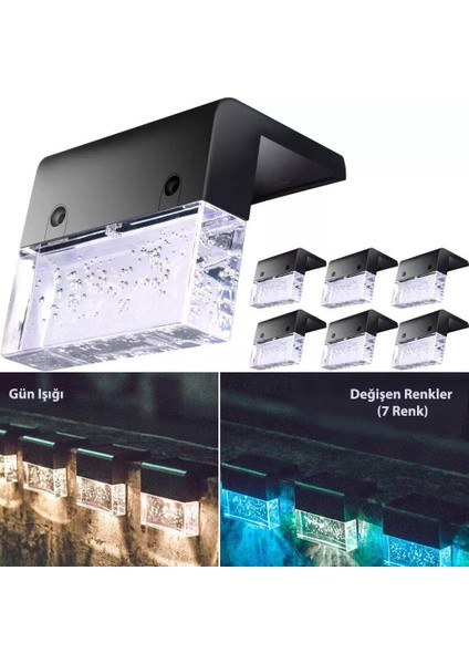 1ADET Solar Güneş Enerjili Köşebent Merdiven Bahçe Dekorasyon Aydınlatma LED Lamba Modlu