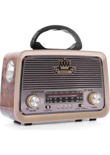 RT-301B El Fenerli Taşınabilir Nostaljik Radyo Hoparlör USB Tf Aux Destekli