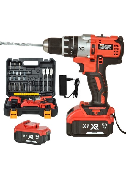 Xr 36 Watt 5 Ah Metal Şanzuman Darbeli Setli Çantalı Yedek Akülü Vidalama Matkap