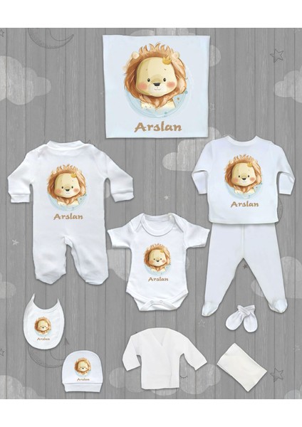 Isme Özel 10'lu Pamuklu Erkek Bebek Hastane Çıkışı SETI_MT_125-10