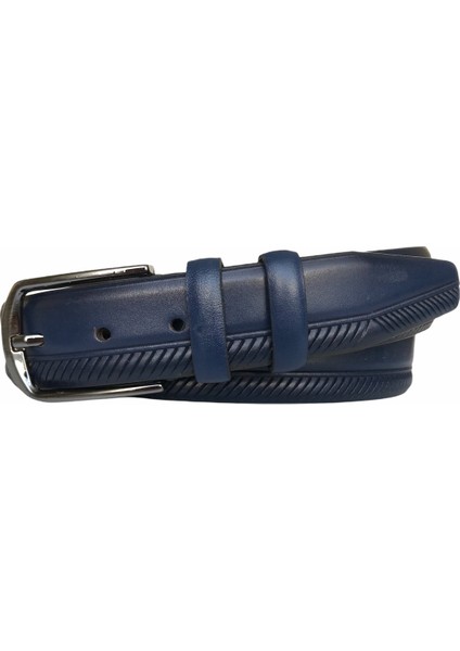 Deri Lacivert Klasik Pantolon Kemeri 3.5 cm