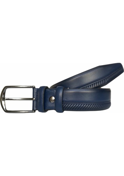 Deri Lacivert Klasik Pantolon Kemeri 3.5 cm