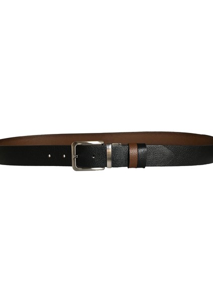 Deri Çift Taraflı 4 cm Kemer; Siyah, Kahverengi