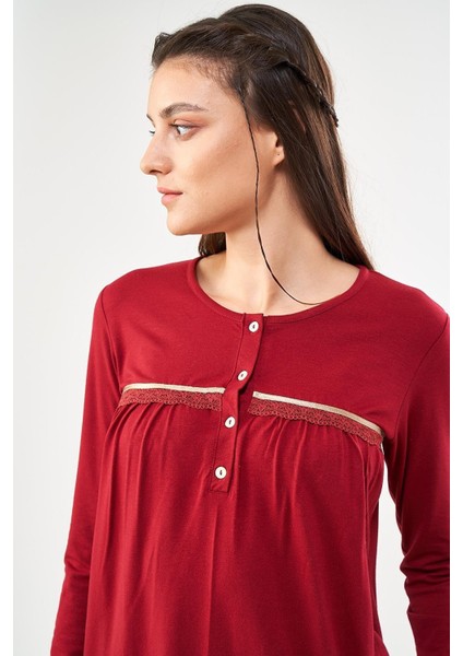 22425 Kadın Düz Dantelli Patlı Pijama Takım