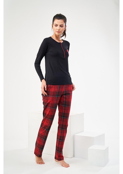 22434 Kadın Patlı Ekose Pijama Takım fiyatları