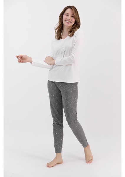 1494 Krem Love Puantiyeli Kadın Pijama Takımı fiyatları