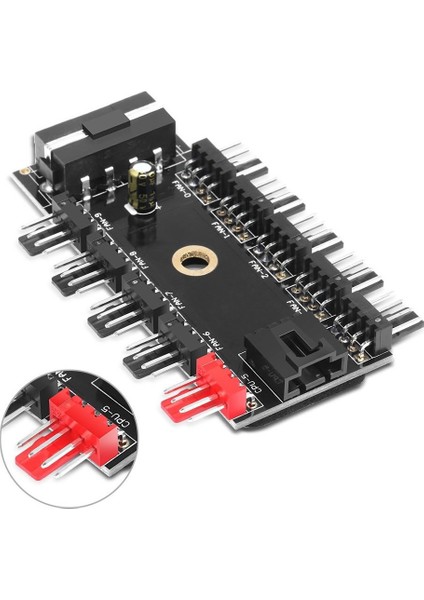 10LU Fan Kontrol Kartı Fan Çoklayıcı 4pin 3pin Pwm Fan Hub 10PORT
