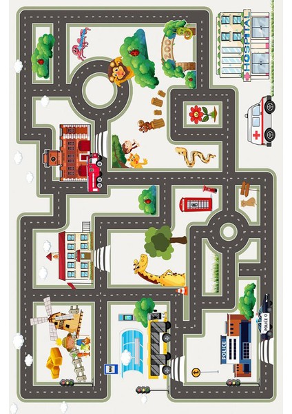 Trafik Yolu Çocuk Kaymaz Tabanlı Makinede Yıkanabilir Halı Kilim Yolluk Gri Beyaz fiyatları