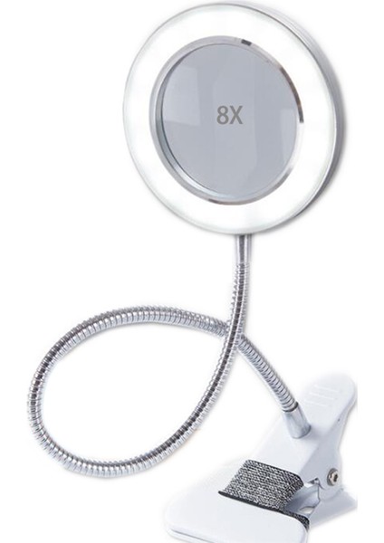 8x Işıklı Esnek Döndürme Masaüstü Büyüteç (Yurt Dışından)