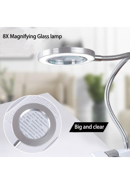 8x Işıklı Esnek Döndürme Masaüstü Büyüteç (Yurt Dışından) modelleri