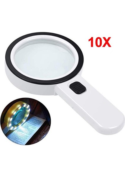 12 LED Işıklı 10X El Büyüteç (Yurt Dışından)