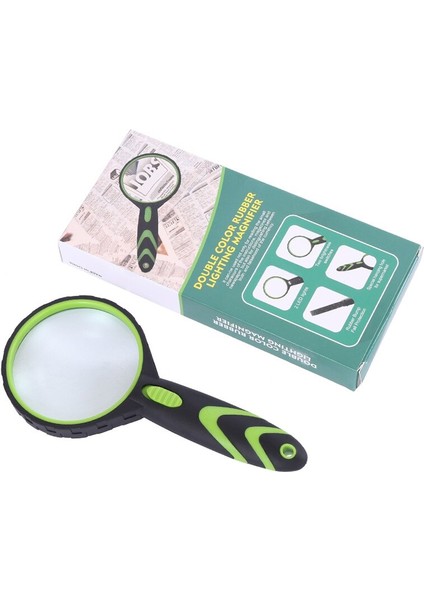 2 LED Işıklı 10X Kauçuk El Büyüteç (Yurt Dışından)