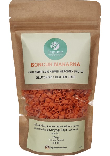 Glutensiz Bakliyat Unlu Kırmızı Mercimek Unlu Boncuk Makarna (200 gr)