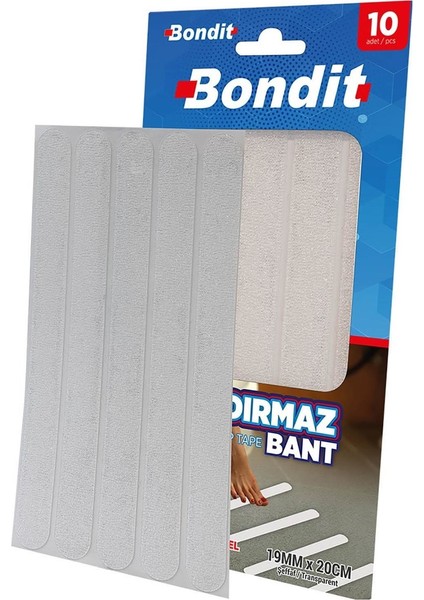 Banyo Kaydırmaz Bant Şeffaf 19 mm x 20 cm 10 Adet 950055