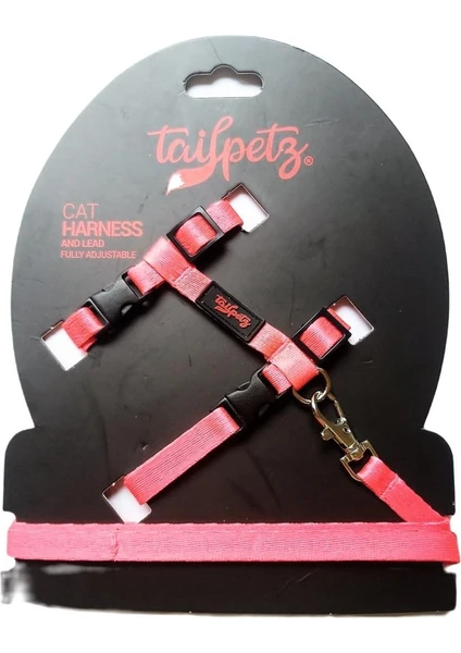 Tailpetz Cat Harnes Pink Ayarlanır Kedi Gezdirme Takım Tasması