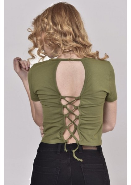 Sırtı Bağcıklı Yeşil Crop Bluz modelleri
