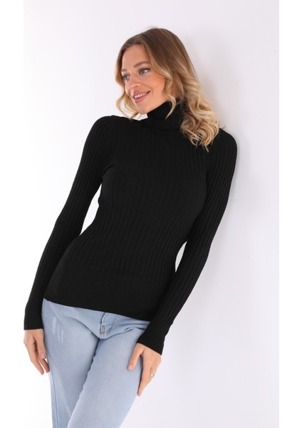 Standart Beden Likralı Boğazlı Triko Kazak indirimleri