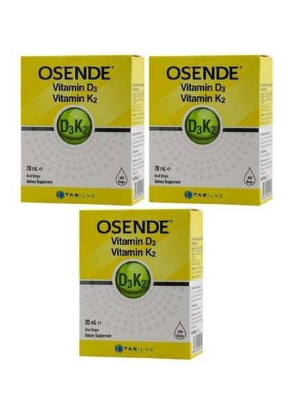 Tab Osende D3K2 Kompleks Damla 20 ml x 3 Adet