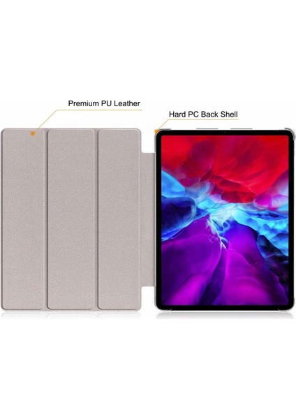 iPad Pro 12.9 2020 Delüx Leather Seri Arkası Şeffaf Standlı Kılıf - Siyah modelleri