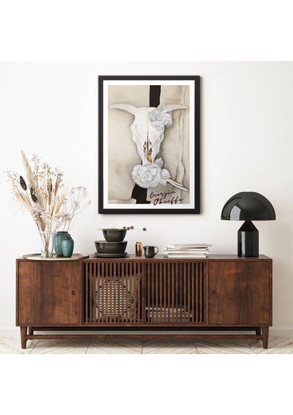Georgia O’keeffe Patiska Güllü Inek Kafatası Poster Tablo 30 x 40 cm