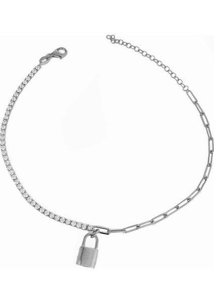 Yarısı Su Yolu Yarısı Gurmet Zincir Kilit Gümüş Halhal modelleri